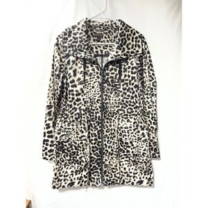 Dana Buchman Leopard Print Utility Jacket Zip Front Drawstring Waist Small